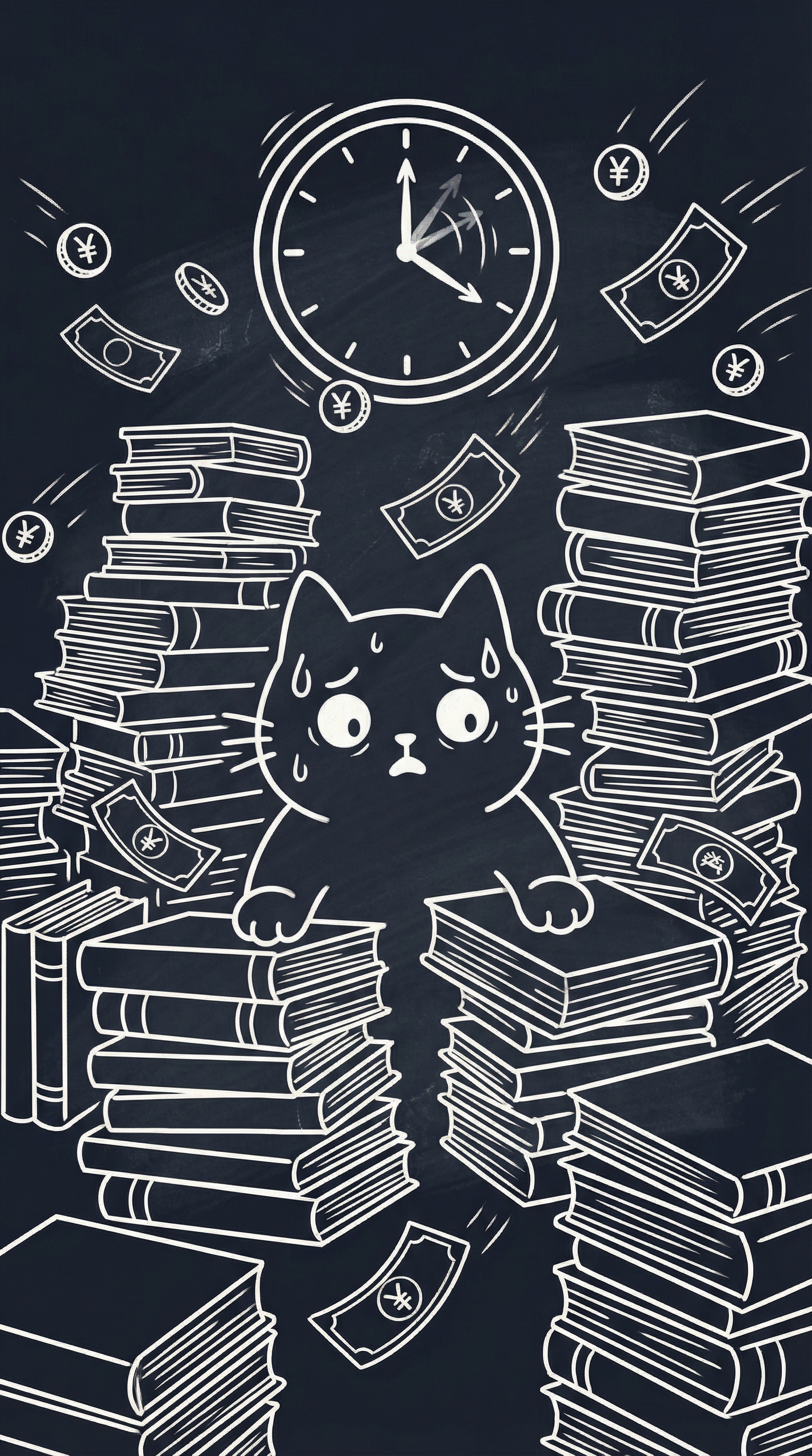 本をたくさん読んで疲れている猫